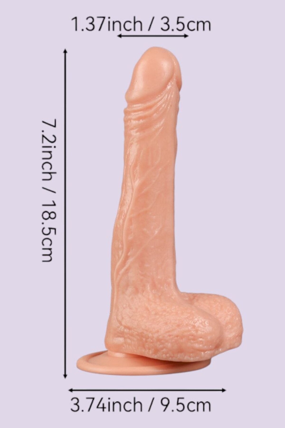18,5 cm Gerçekçi Vantuzlu Dildo - Damarlı, Testisli, Et Dokulu Realistik Hissiyat