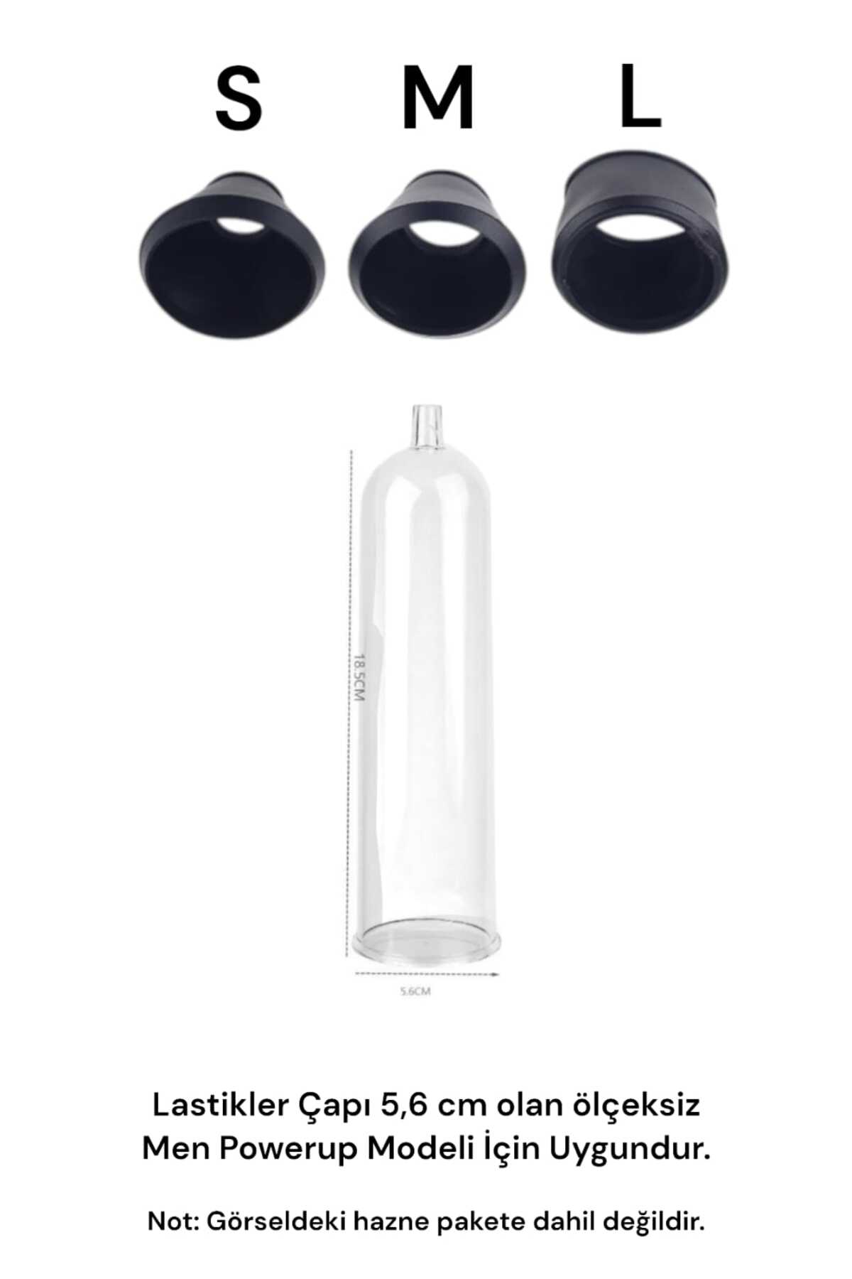 3 Adet Penis Pompası Başlığı - Yedek Silikon Lastik - S, M ve L - Orta Boy Men Powerup modeli için