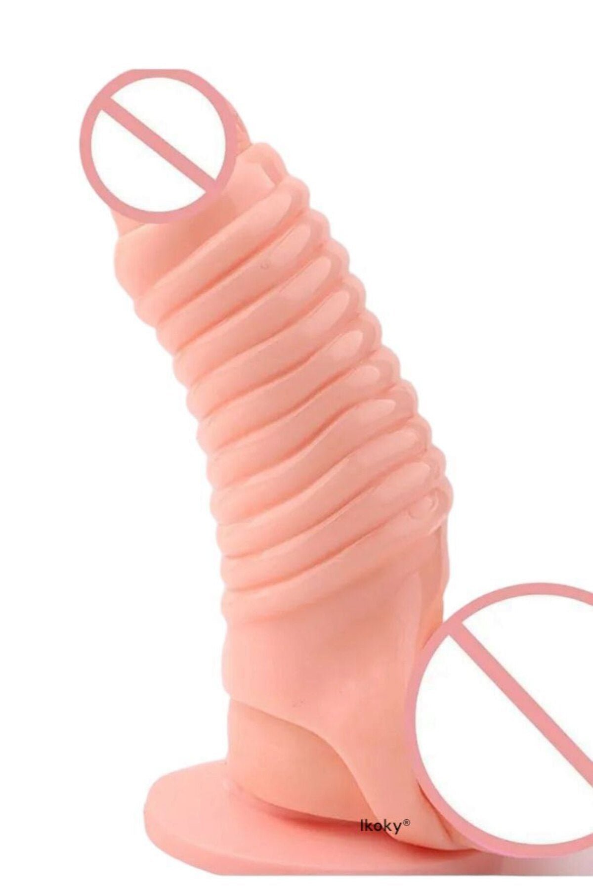 Tırtıklı G Noktası Uyarıcı Penis Kılıfı - Halka Kılıf - Ten Rengi - Yatay Tırtıklı Model