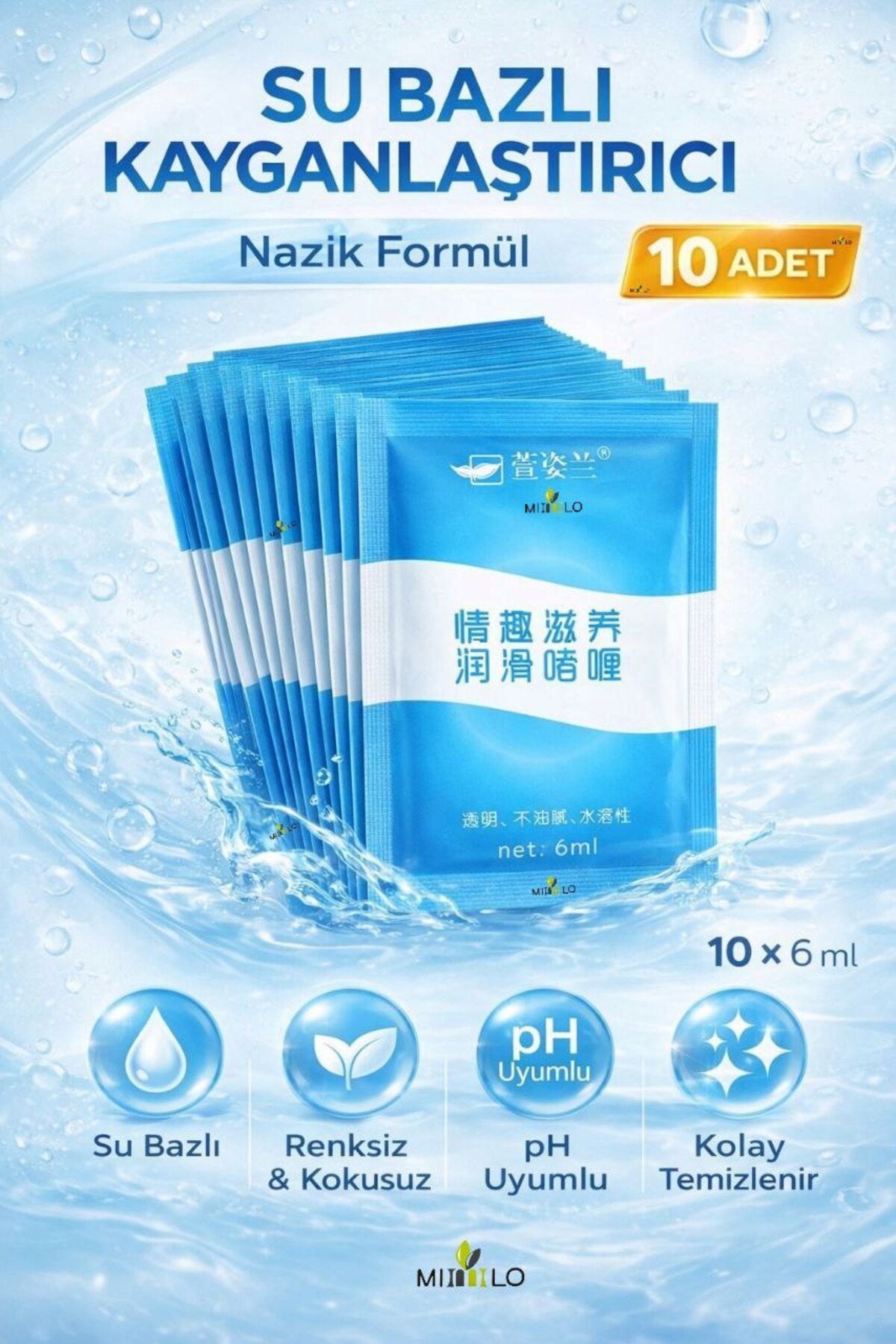 Su Bazlı Kayganlaştırıcı Jel 10 Adet | Gizli Paket | Renksiz Kokusuz | 6 ml