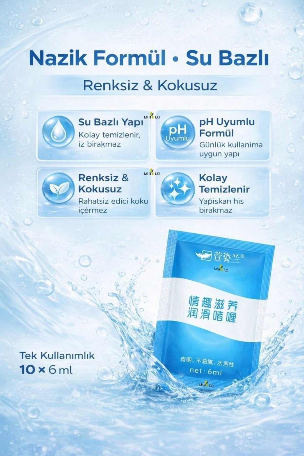 Su Bazlı Kayganlaştırıcı Jel 10 Adet | Gizli Paket | Renksiz Kokusuz | 6 ml