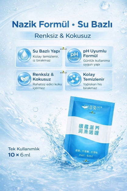 Su Bazlı Kayganlaştırıcı Jel 10 Adet | Gizli Paket | Renksiz Kokusuz | 6 ml
