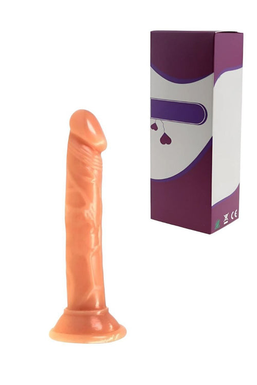 13 cm Portatif Vantuzlu Dildo - Damarlı, 2,3 cm Kalınlık, Taşınabilir ve Kutulu