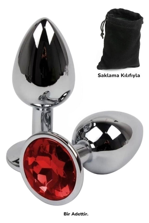 Metal Elmas Taşlı Anal Plug 7 Cm Tıkaç