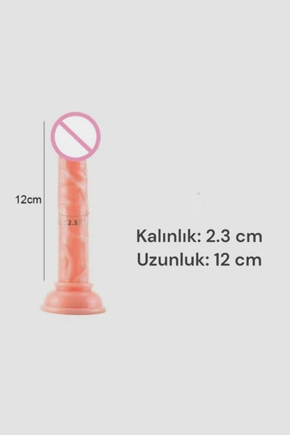 13 cm Portatif Vantuzlu Dildo - Damarlı, 2,3 cm Kalınlık, Taşınabilir ve Kutulu