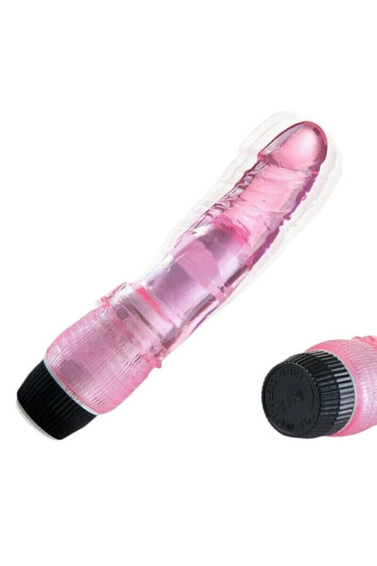 Titreşimli Dildo Kırmızı Jel Vibratör 20 cm