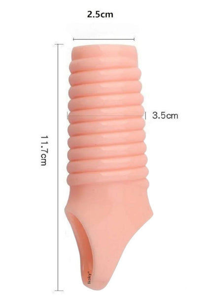Tırtıklı G Noktası Uyarıcı Penis Kılıfı - Halka Kılıf - Ten Rengi - Yatay Tırtıklı Model