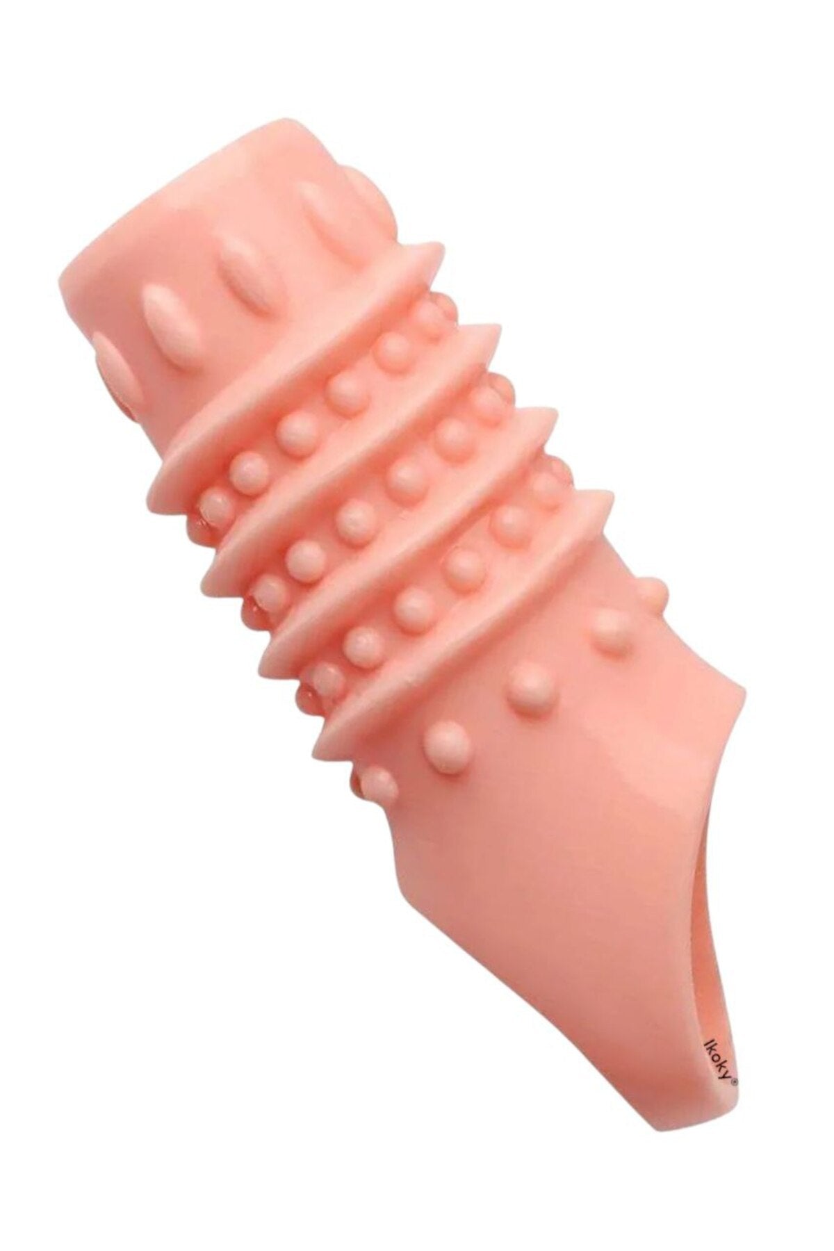 Tırtıklı G Noktası Uyarıcı Penis Kılıfı - Halka Kılıf - Ten Rengi - Spiral Tırtıklı Model