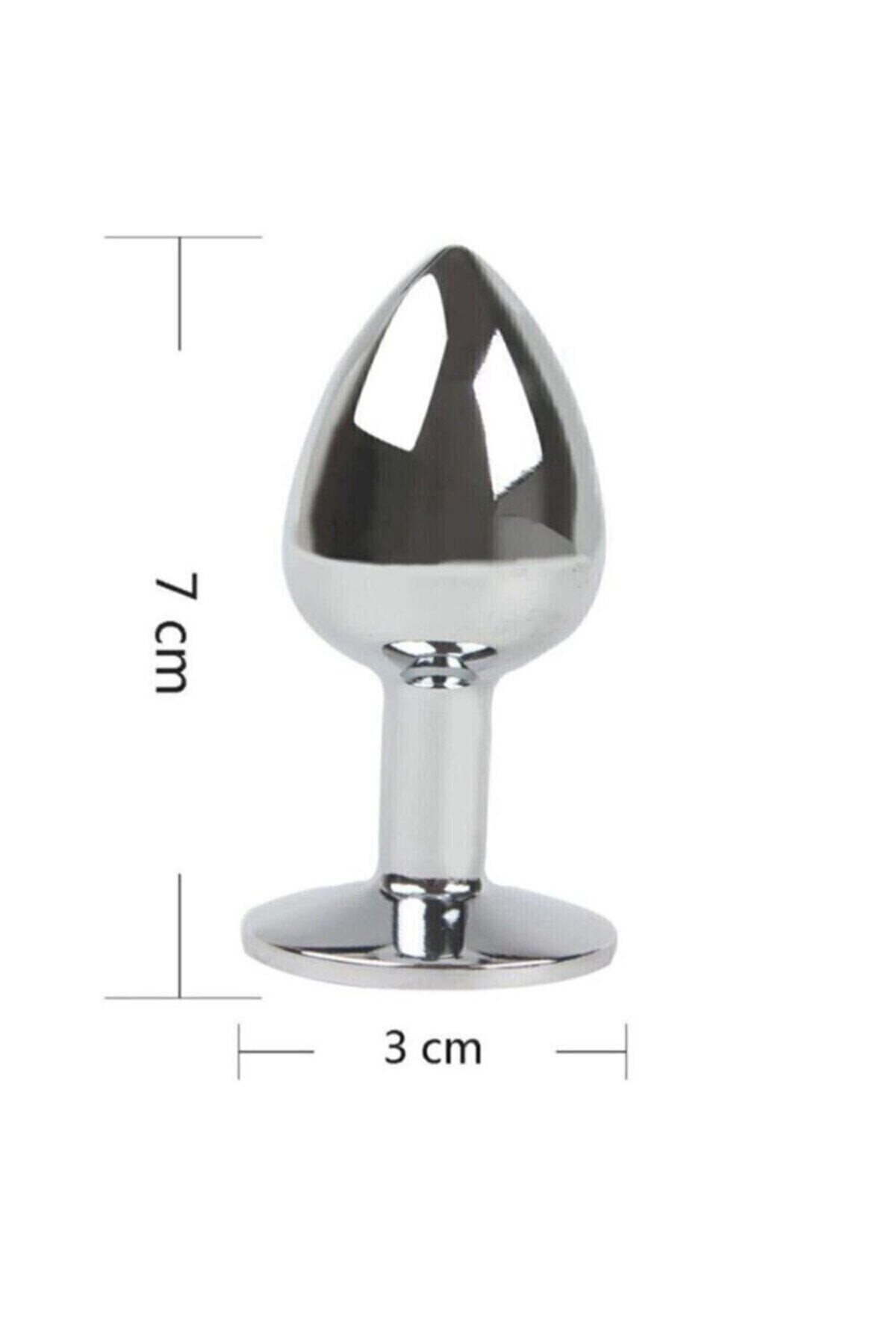 Metal Elmas Taşlı Anal Plug 7 Cm Tıkaç