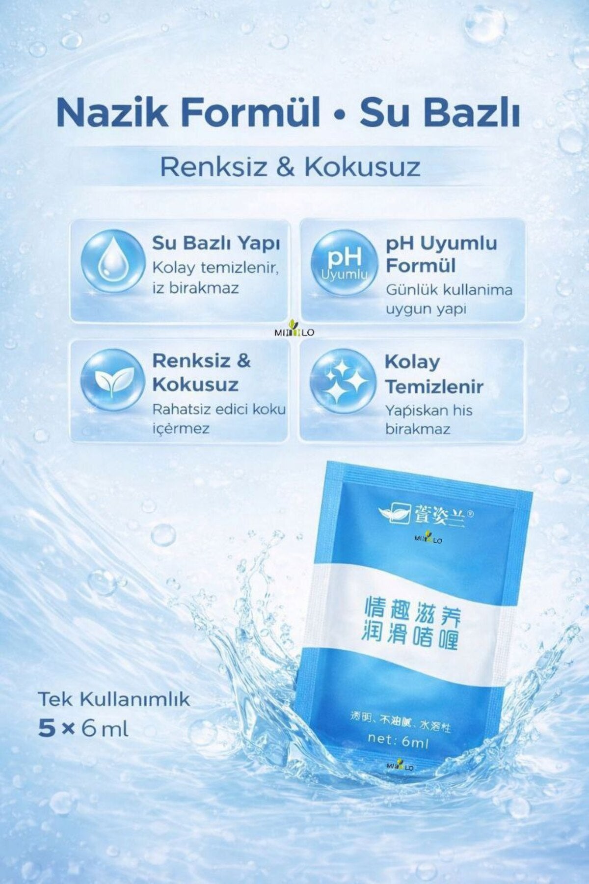 Su Bazlı Kayganlaştırıcı Jel 5 Adet | Gizli Paket | Renksiz Kokusuz | 6 ml