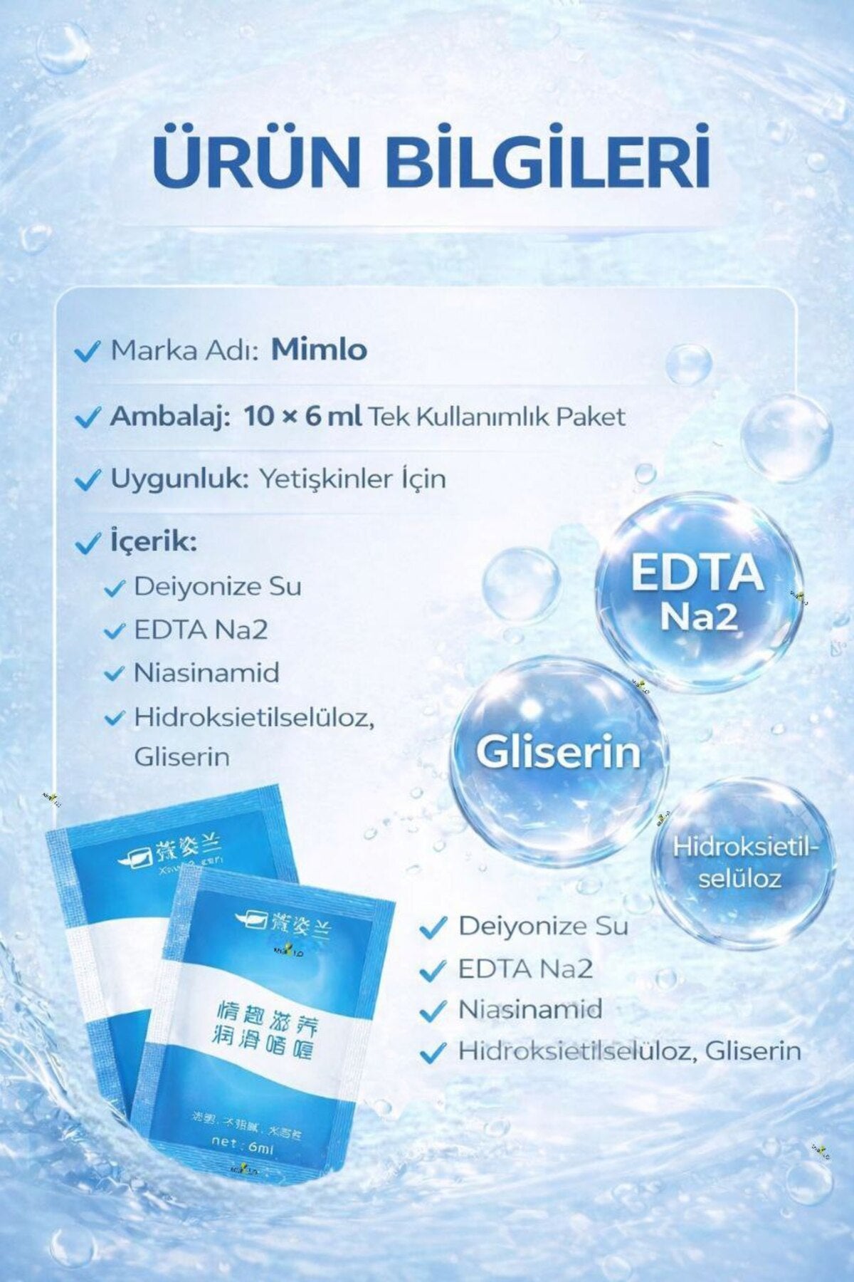 Su Bazlı Kayganlaştırıcı Jel 10 Adet | Gizli Paket | Renksiz Kokusuz | 6 ml