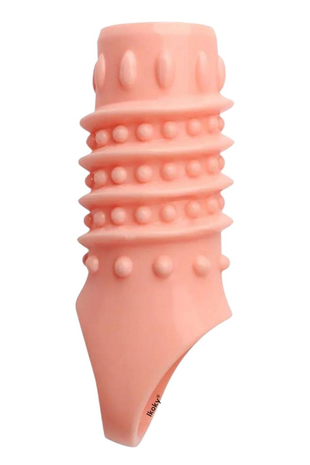 Tırtıklı G Noktası Uyarıcı Penis Kılıfı - Halka Kılıf - Ten Rengi - Spiral Tırtıklı Model