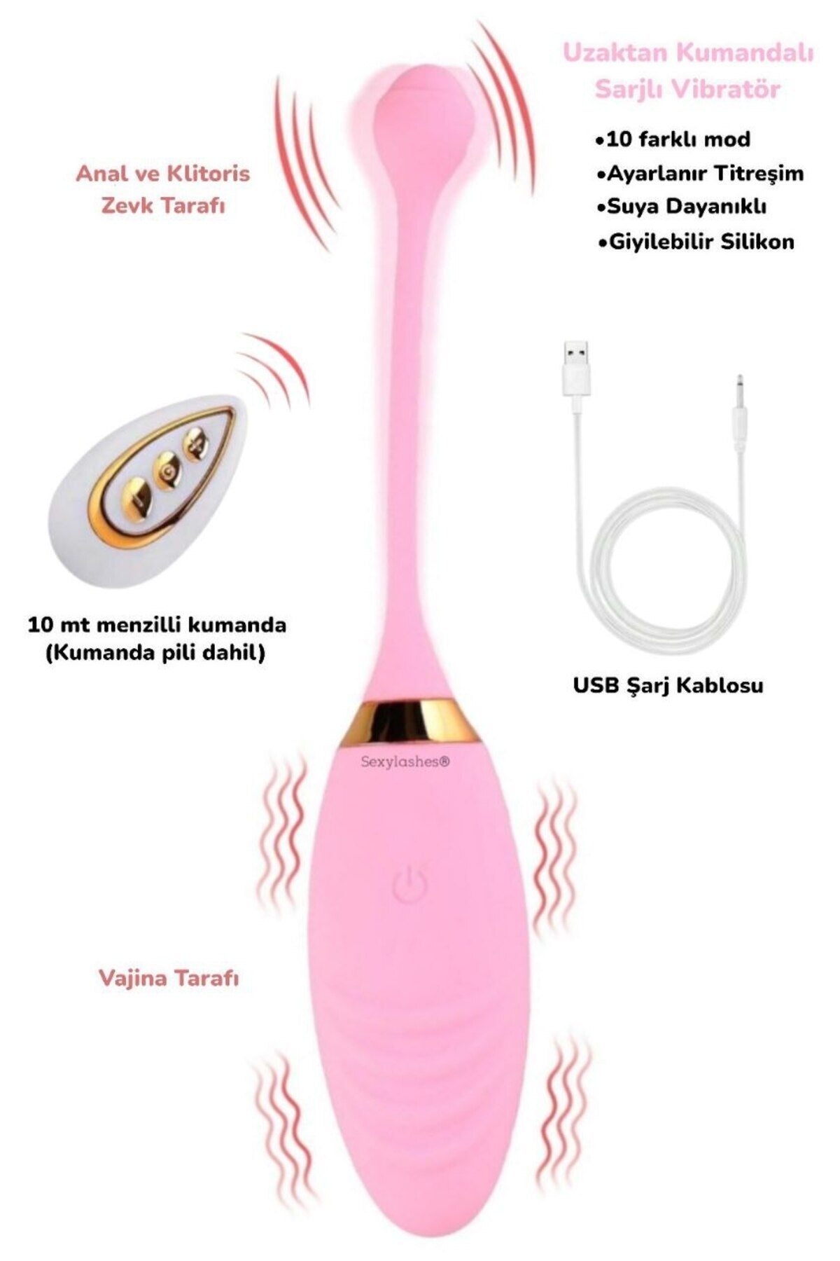 10 Farklı Güçlü Titreşim Uzaktan Kumandalı Şarjlı Orgazm Vibratör Gizli Paket