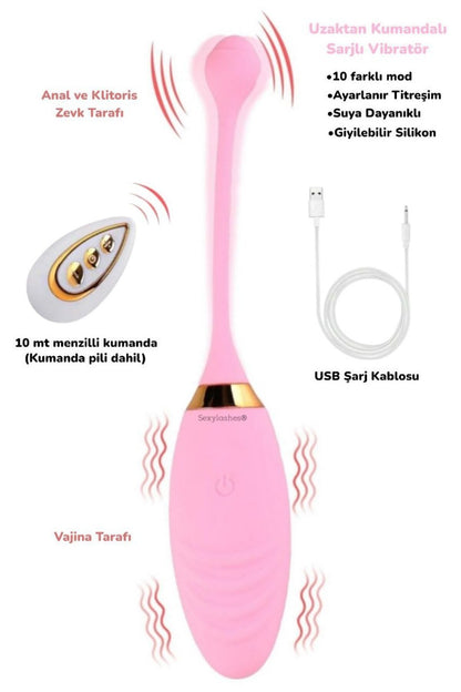 10 Farklı Güçlü Titreşim Uzaktan Kumandalı Şarjlı Orgazm Vibratör Gizli Paket