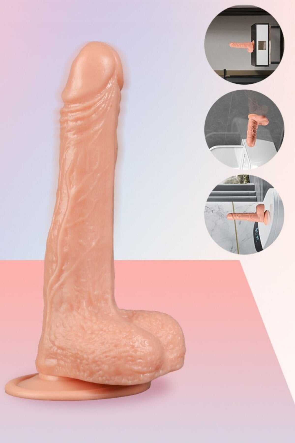 18,5 cm Gerçekçi Vantuzlu Dildo - Damarlı, Testisli, Et Dokulu Realistik Hissiyat