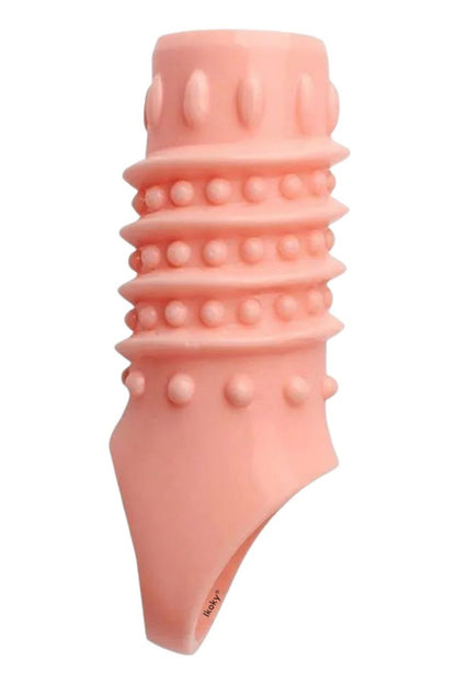 Tırtıklı G Noktası Uyarıcı Penis Kılıfı - Halka Kılıf - Ten Rengi - Spiral Tırtıklı Model