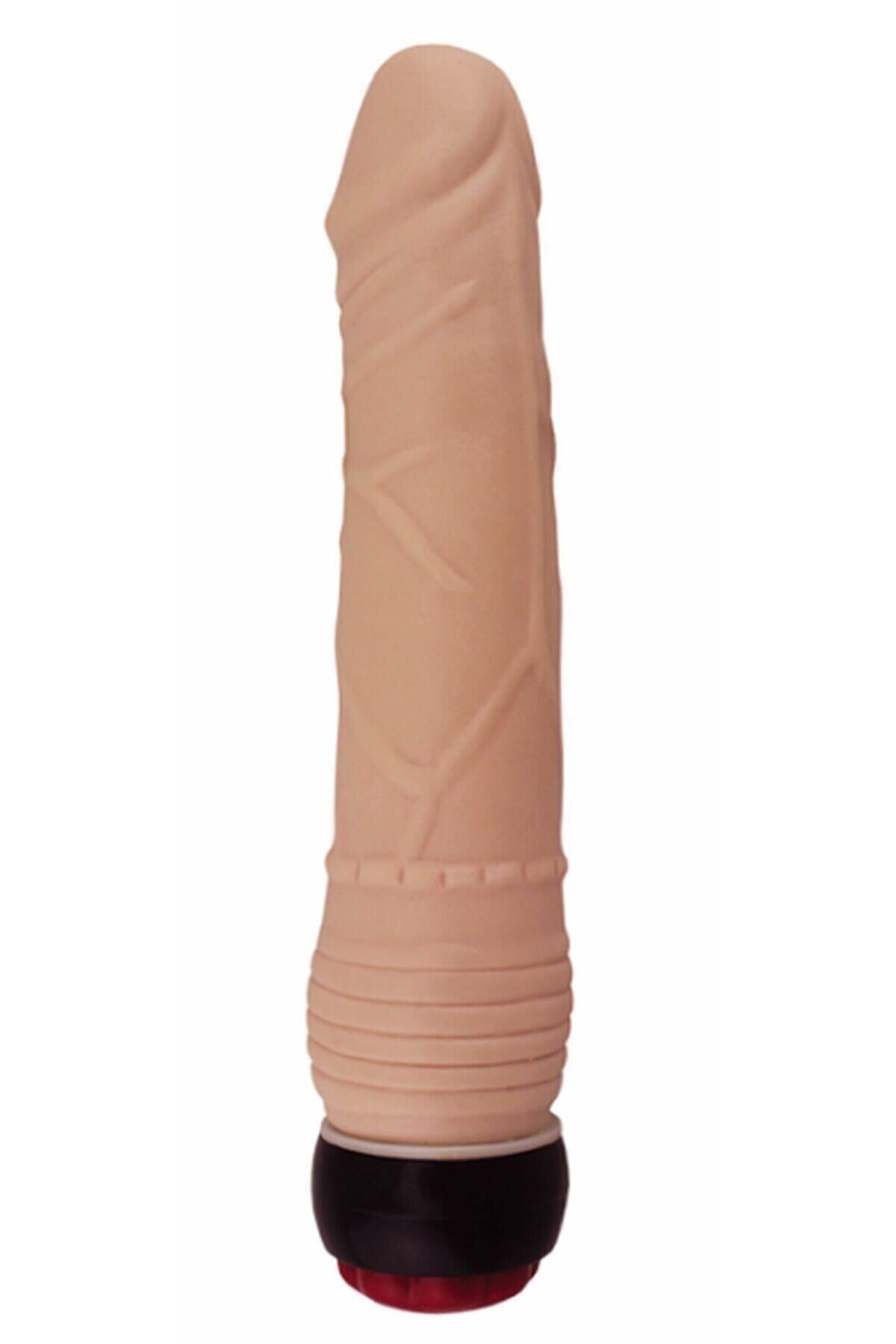 Titreşimli Dildo Ten Renk Jel Vibratör 20 cm