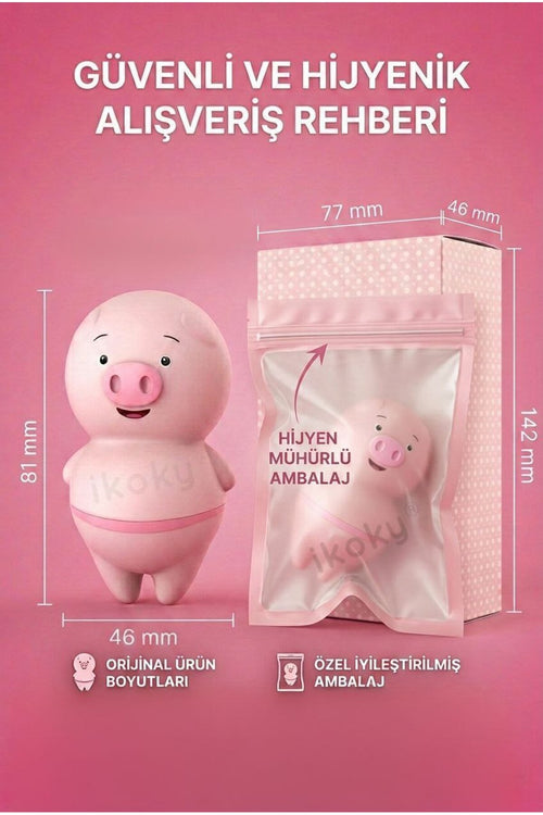 Yalamalı Emmeli Dil Atan Domuz Vibratör Pilli 2 Modlu Gizli Gönderim (3 Pil ve 3 Yedek Pil Dahil)