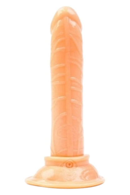 13 cm Portatif Vantuzlu Dildo - Damarlı, 2,3 cm Kalınlık, Taşınabilir ve Kutulu