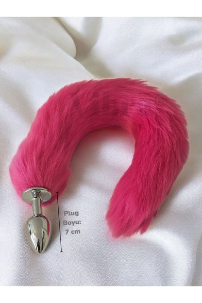 Tilki Kuyruklu Metal Anal Plug - 40 cm Kırmızı Peluş Kuyruğu | Paslanmaz Çelik Tıkaç
