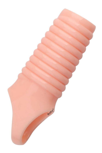 Tırtıklı G Noktası Uyarıcı Penis Kılıfı - Halka Kılıf - Ten Rengi - Yatay Tırtıklı Model