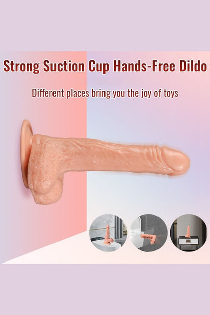 18,5 cm Gerçekçi Vantuzlu Dildo - Damarlı, Testisli, Et Dokulu Realistik Hissiyat