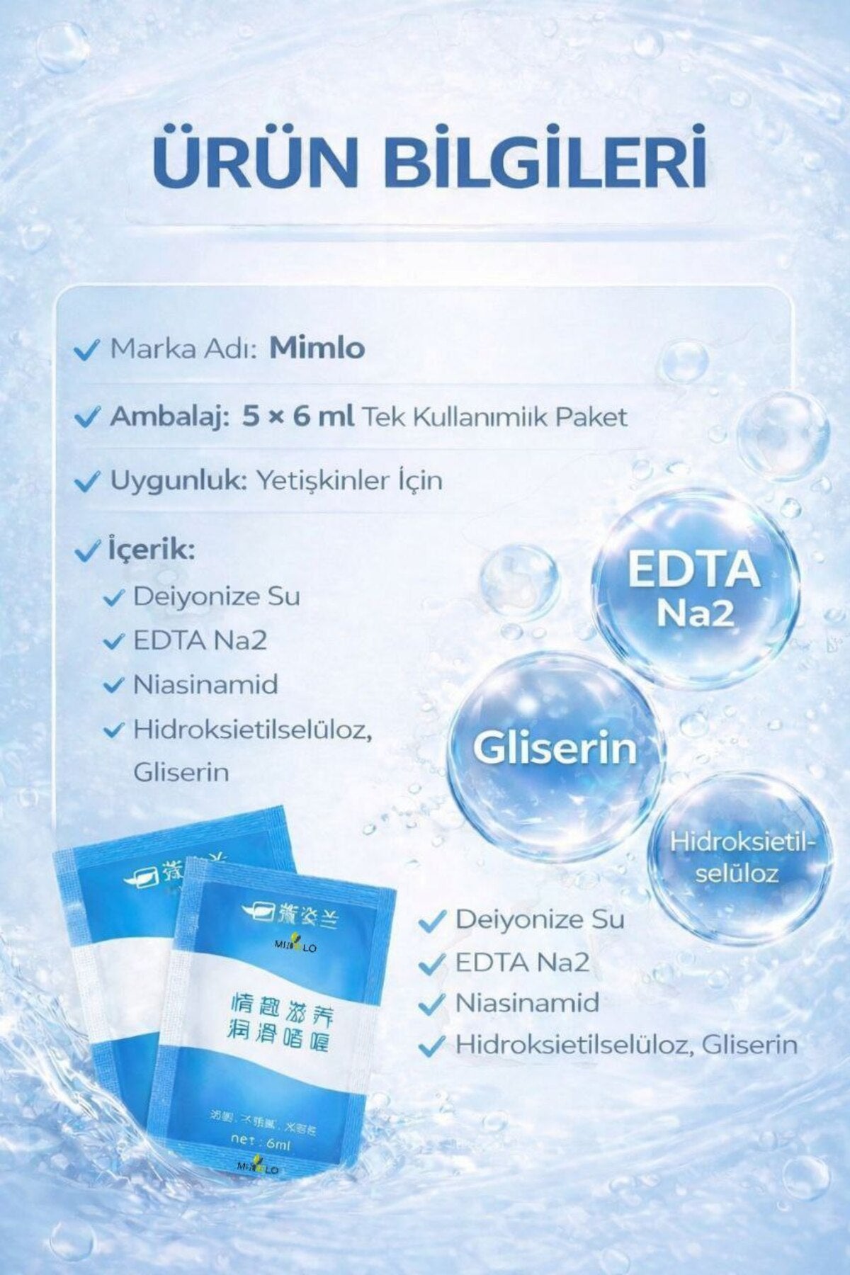 Su Bazlı Kayganlaştırıcı Jel 5 Adet | Gizli Paket | Renksiz Kokusuz | 6 ml