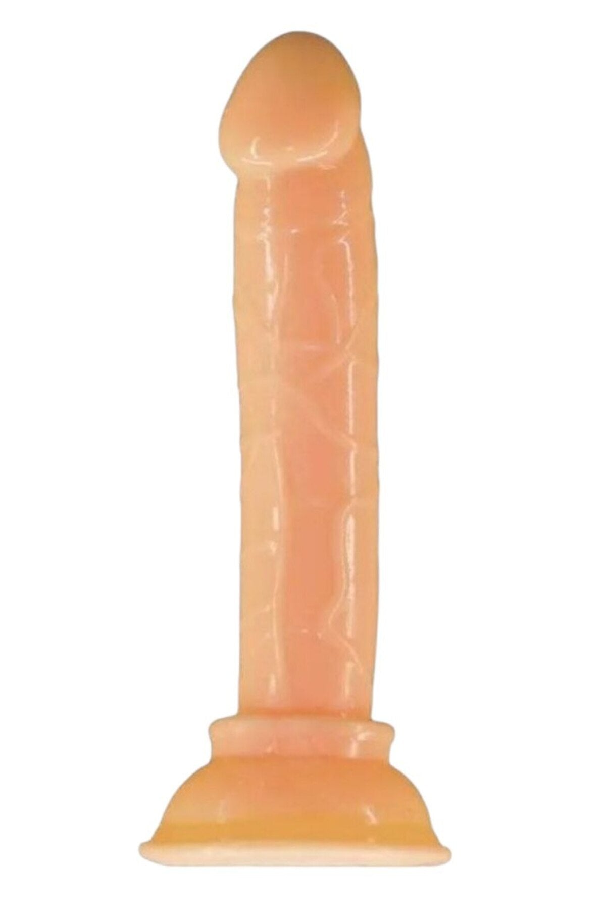 13 cm Portatif Vantuzlu Dildo - Damarlı, 2,3 cm Kalınlık, Taşınabilir ve Kutulu